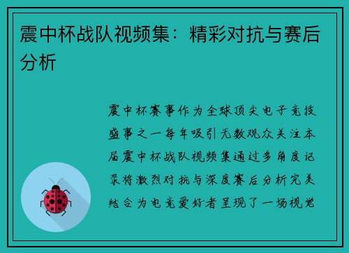 震中杯战队视频集：精彩对抗与赛后分析