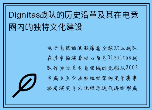 Dignitas战队的历史沿革及其在电竞圈内的独特文化建设